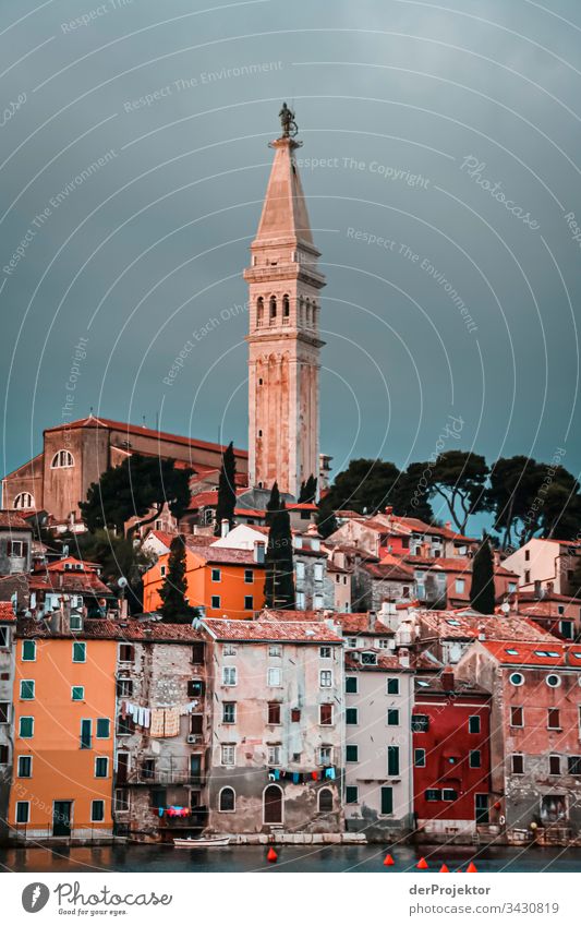 Rovinj in Istria 2 relaxation Vacation & Travel Neutral Background coastline Coast Esthetic Adriatic Sea Island Church spire Deep depth of field Colour photo