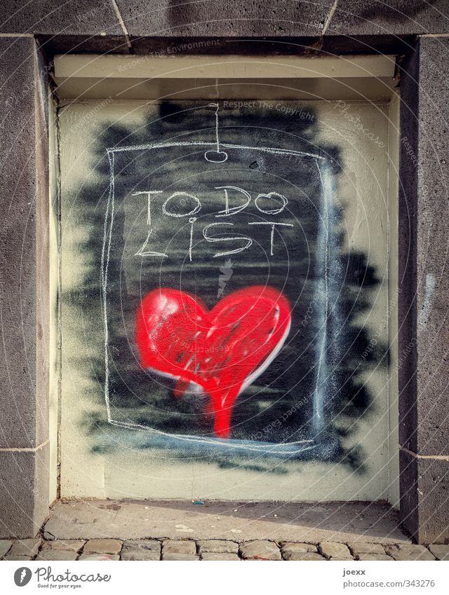 project Wall (barrier) Wall (building) Facade Stone Sign Graffiti Heart Sharp-edged Kitsch Nerdy Warmth Brown Black White Love Romance Desire Patient Hope