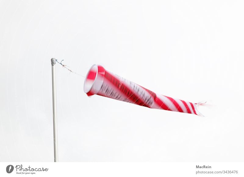 wind sleeve Windsock windsacks Wind direction wind force mast Blow blows nobody Copy Space Red White Stripe pole