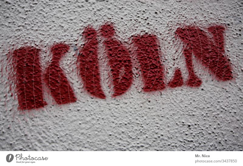 Cologne Pressure Wall (building) Rendered facade Red White NRW Town City Kölsch Carnival Cologne-Deutz Cologne-Ehrenfeld Illustration Graffiti Stamp Characters