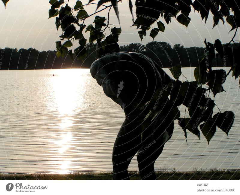 Skip into Sculpture Lake Dusk Buoy Water Coast reflection Loneliness Peaceful