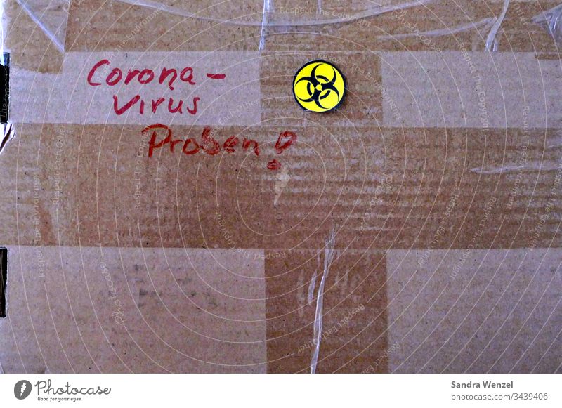 Package with corona virus samples coronavirus corona crisis Corona Test Virus Healthy Laboratory investigation test Test procedure Virus samples Economic crisis