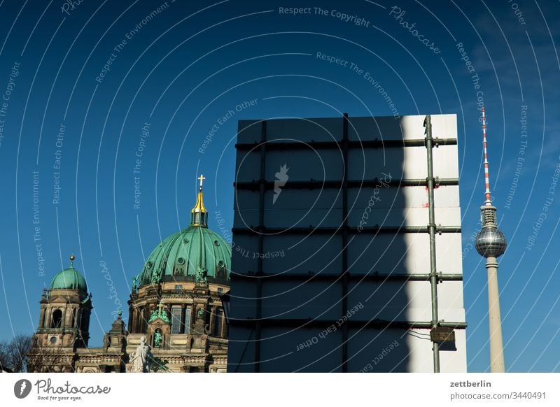 Berlin Cathedral and Television Tower on the outside Germany spring Spring Capital city House (Residential Structure) Light Shadow Sun urban Dome Church