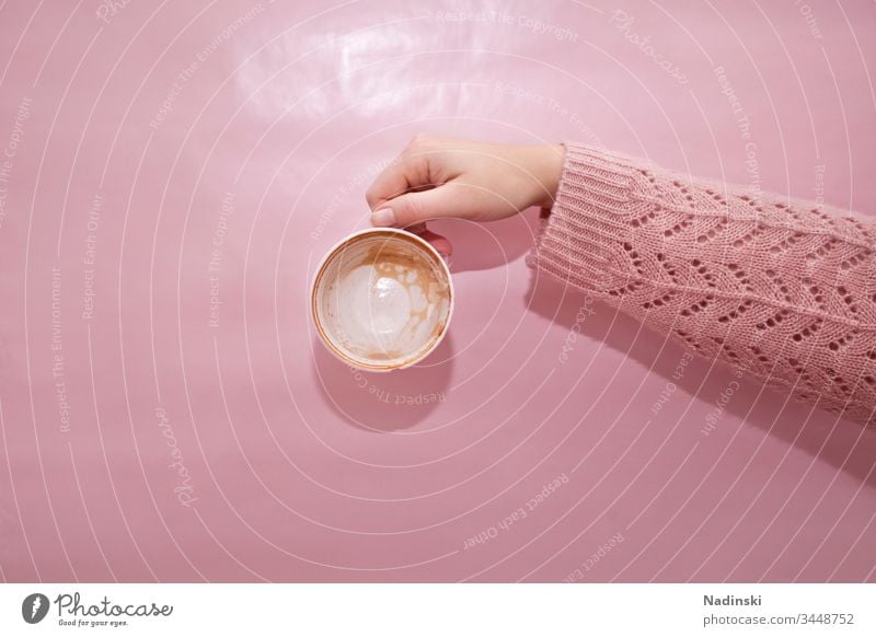 coffee break Coffee To have a coffee Coffee break Empty Vacancy on one's own void enjoyment Consumption Caffeine Addiction pink pastel Pastel tone Pink