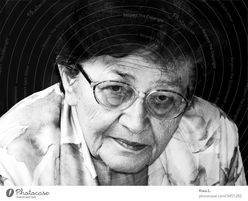 The old lady was quite small, a bit roundish and very short-sighted, but above all she was kind and had a fine smile. Woman Portrait photograph