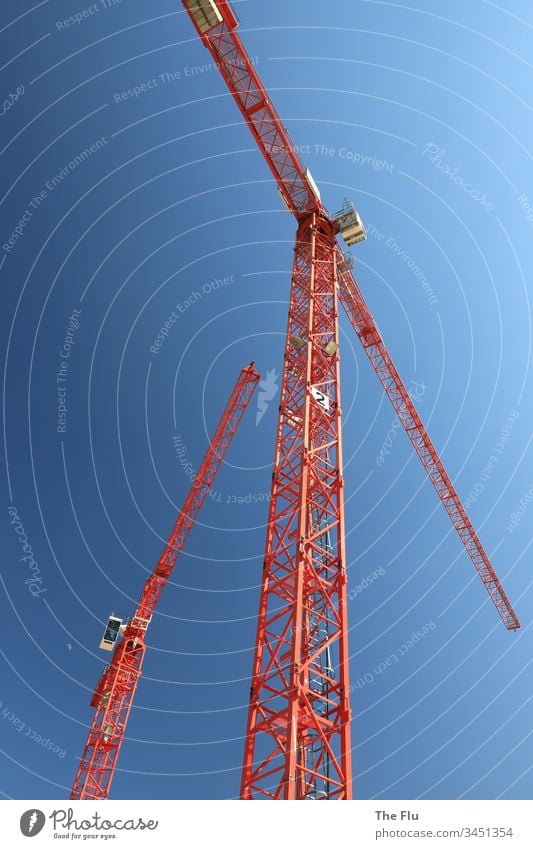 construction crane Construction crane construction industry Crane Construction site Sky Build Exterior shot Colour photo Blue Day Work and employment Industry