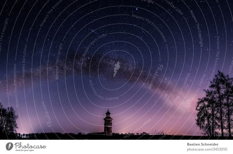 Milky Way in Moritzburg above the lighthouse, Saxony, Germany Sky Night sky Colour photo stars Observatory Infinity Milky way Constellation Meteor