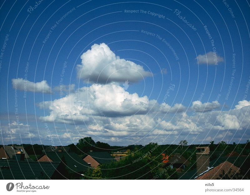 Towering clouds Clouds Cumulus House (Residential Structure) Plain Blue Sky Landscape Settlement
