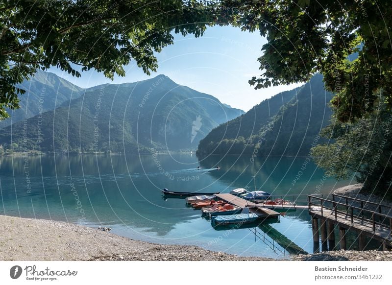 Lake Ledro, Lago di Ledro in South Tyrol, Italy northern italy boat hire Body of water Dusk Grief Apocalyptic sentiment Infinity Lakeside Water Jetty Footbridge