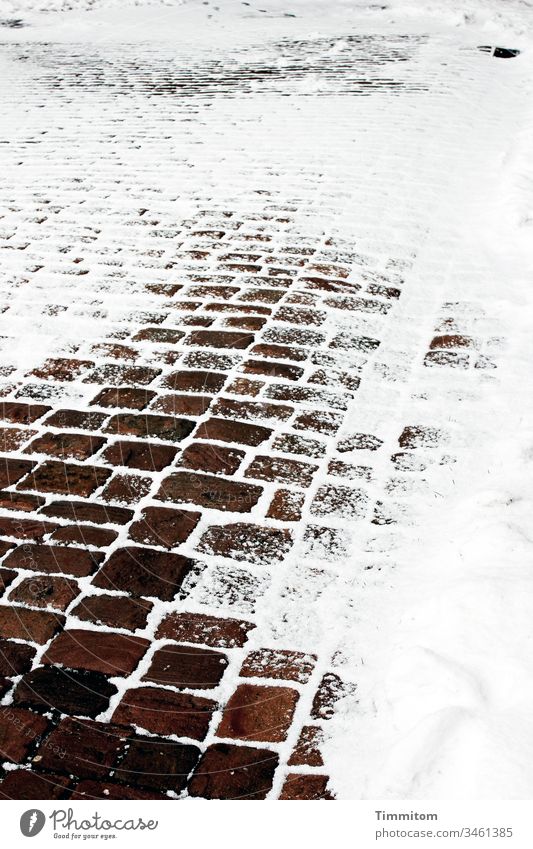 There was a way... Snow Winter Lanes & trails chill Tracks Exterior shot Frost Deserted Paving stone Brown White