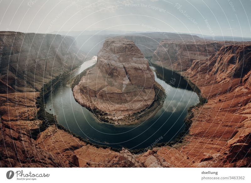 The Horseshoe Bend in Arizona in good weather Shadow Light Orange Desert Clouds Hiking Tourism Freedom Glen Canyon Elements Earth Drought Discover Wanderlust