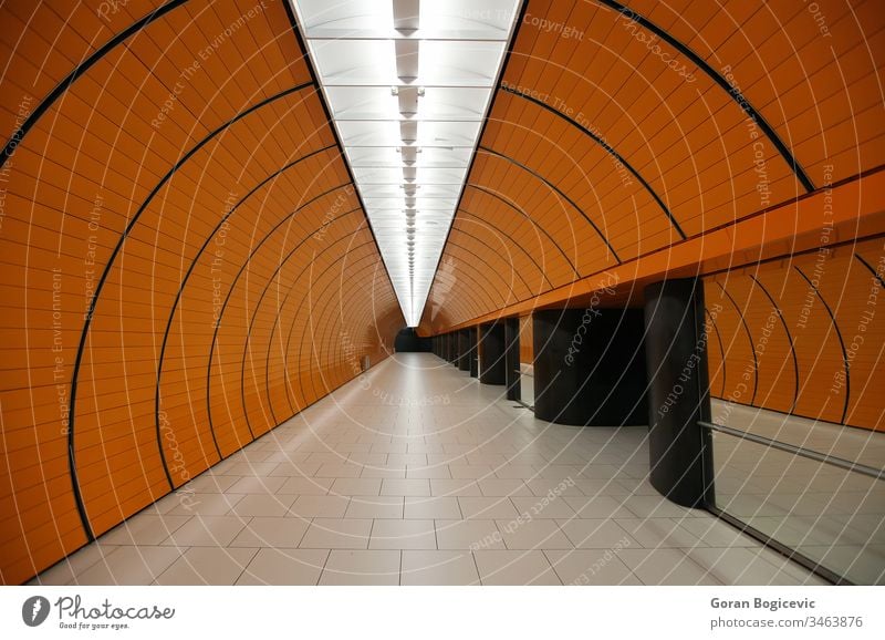Munich subway station arch architecture change city color coloured empty future futuristic indoors interior journey life light lines luminous metro modern