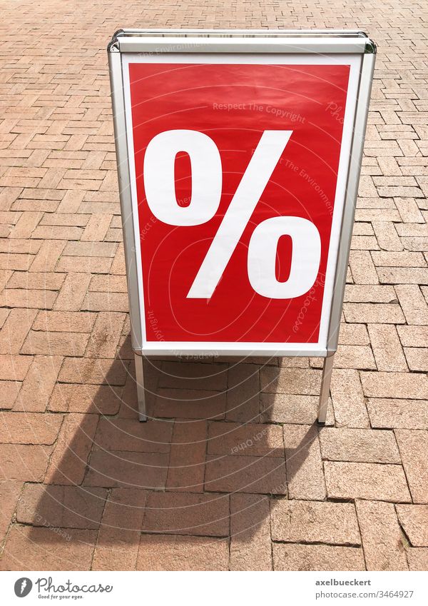 customer stopper sign advertising sale percent shopping board marketing symbol discount red percentage object retail a-frame standee stand-up display panel