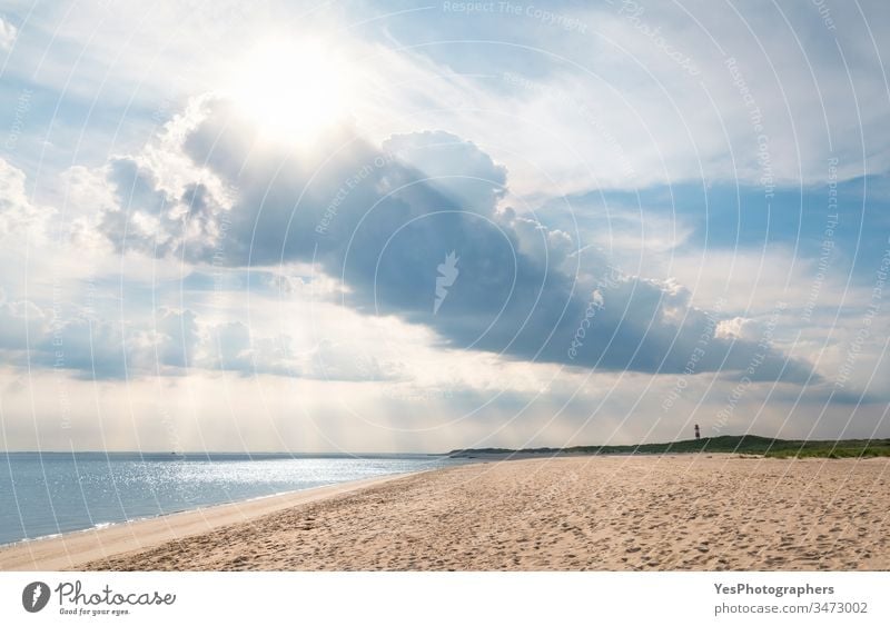 Beach landscape on Sylt island with beautiful clouds Frisian Germany Schleswig-Holstein Wadden sea atmosphere beach blue sky canopy cloudscape coast europe