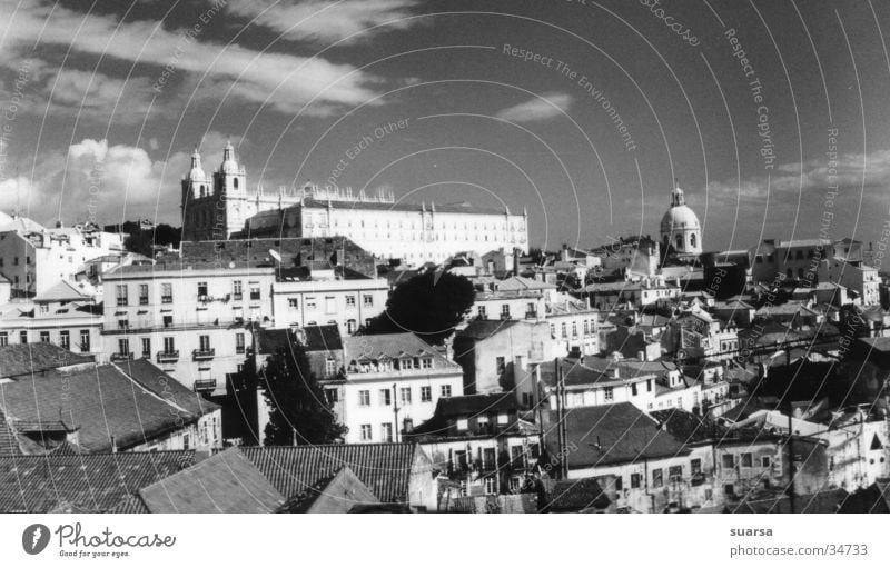 Above the rooftops of Lisbon Vacation & Travel Portugal Europe Town Downtown Old town Church Palace Architecture Tourist Attraction Landmark Monument Large