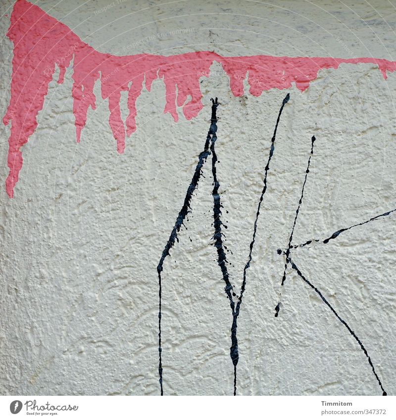 Wall decoration (2). Wall (barrier) Wall (building) Concrete Characters Graffiti Esthetic Simple Gray Pink Black Emotions Lettering areas of colour