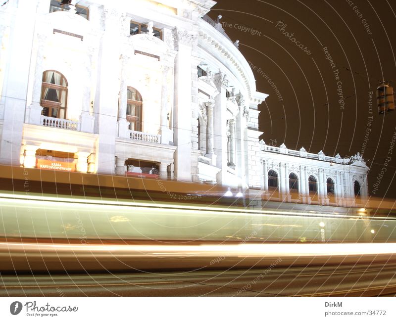Burgtheater Imperial Court Theatre Vienna Night Long exposure Transport Europe Movement
