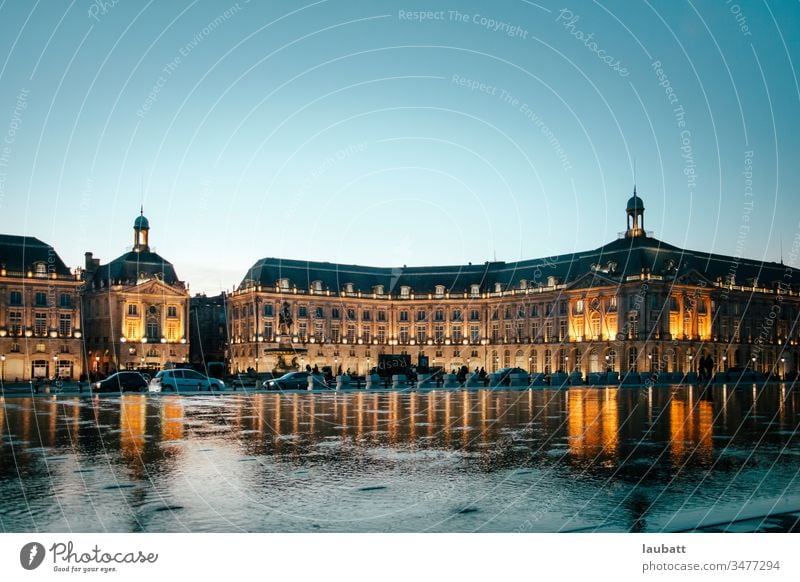 Bordeaux cityscape, Aquitaine, France - Landscape from the Garonne river of the French city of Bordeaux bordeaux aquitaine france gironde bourse mirror ancient