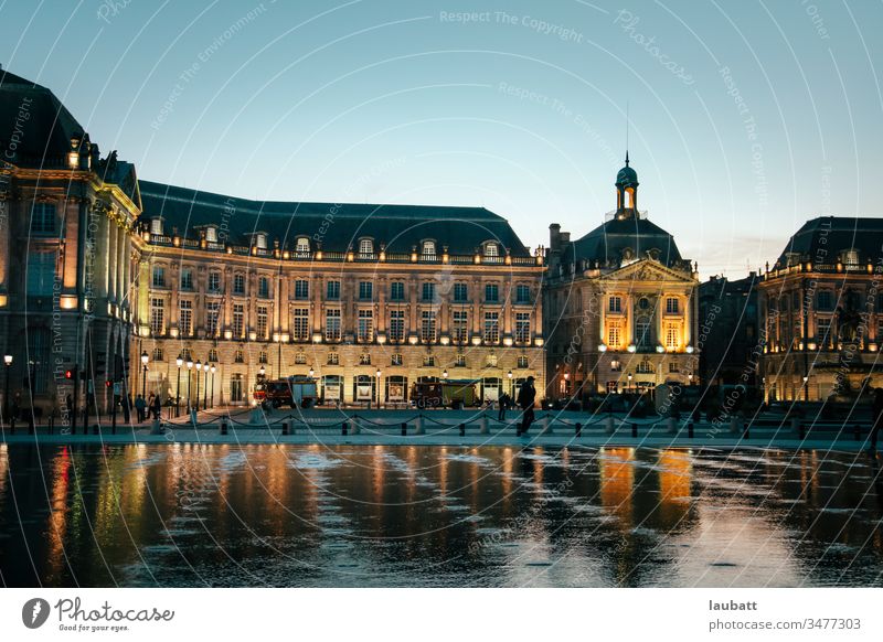 Bordeaux cityscape, Aquitaine, France - Landscape from the Garonne river of the French city of Bordeaux bordeaux aquitaine france gironde bourse mirror ancient