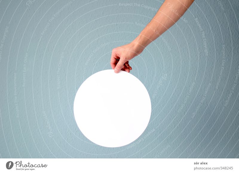 it's a circle... Hand Fingers Underarm Circle Sign Blue White To hold on Structures and shapes Round Circular Copy Space middle Neutral White balance Creativity