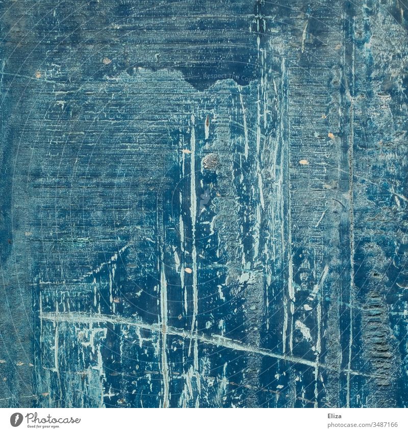 Blue background of wood with abstract structures with lines, scratches, grooves, brush strokes and flaked paint Scratch mark Wall (building) Abstract Colour