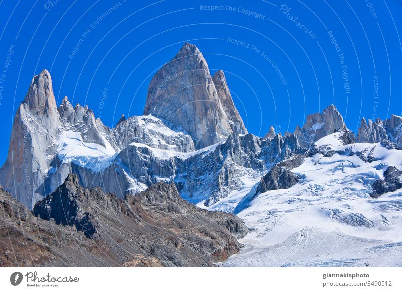 Monte Fitz Roy, Patagonia, Argentina, South America Adventure Andes Mountain Range Beautiful Beauty Of Nature Blue Blue Horizon Blue Sky Cerro Chaltén