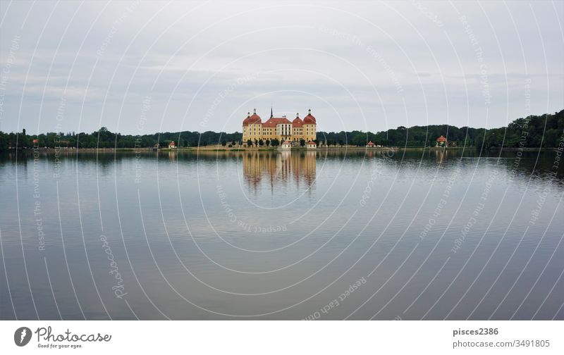 Moritzburg castle reflecting in the castle lake baroque german germany saxony architecture building dresden moritzburg moritzburg castle age reflective