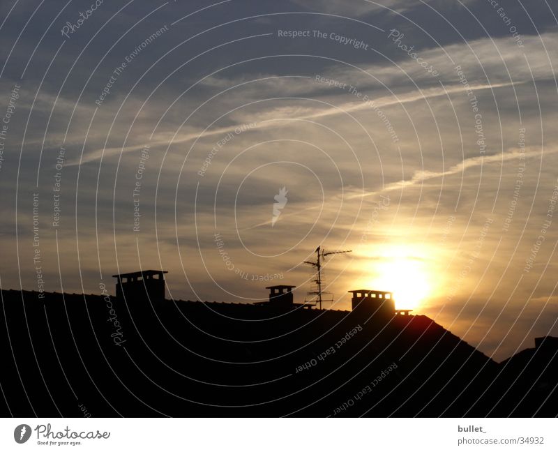 sunset_bhv Sunset House (Residential Structure) Antenna Bird Seagull Clouds Bremerhaven Chimney