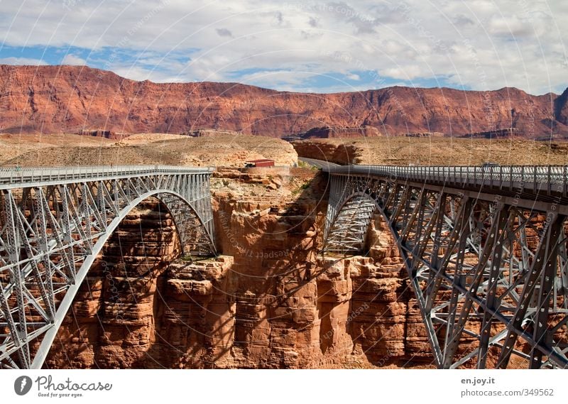 young and old Vacation & Travel Tourism Adventure Nature Landscape Clouds Rock Canyon Bridge Manmade structures Architecture Traffic infrastructure Street