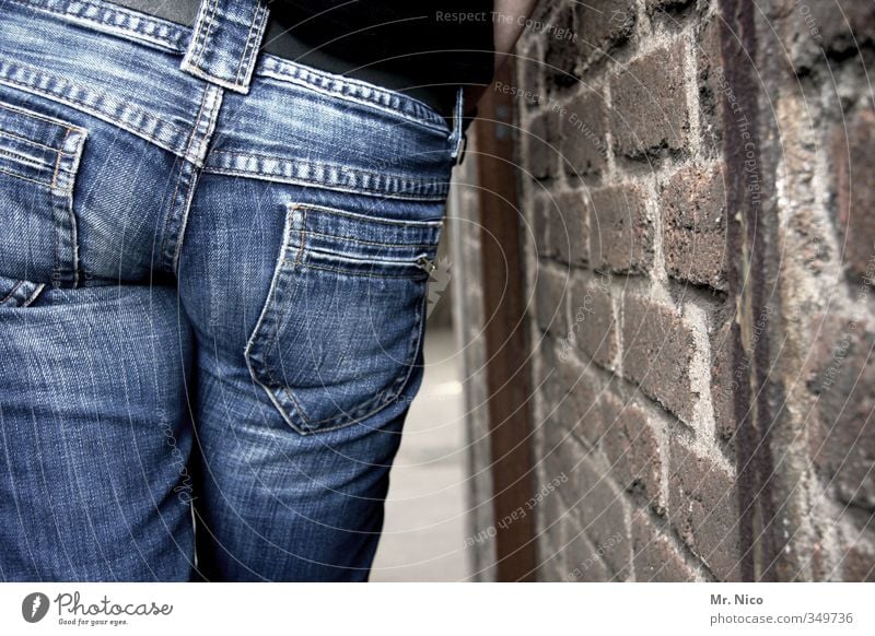 total blue | blue jeans Lifestyle Style Feminine Bottom Legs 1 Human being Building Wall (barrier) Wall (building) Stand Blue Lean Jeans Denim Denim blue