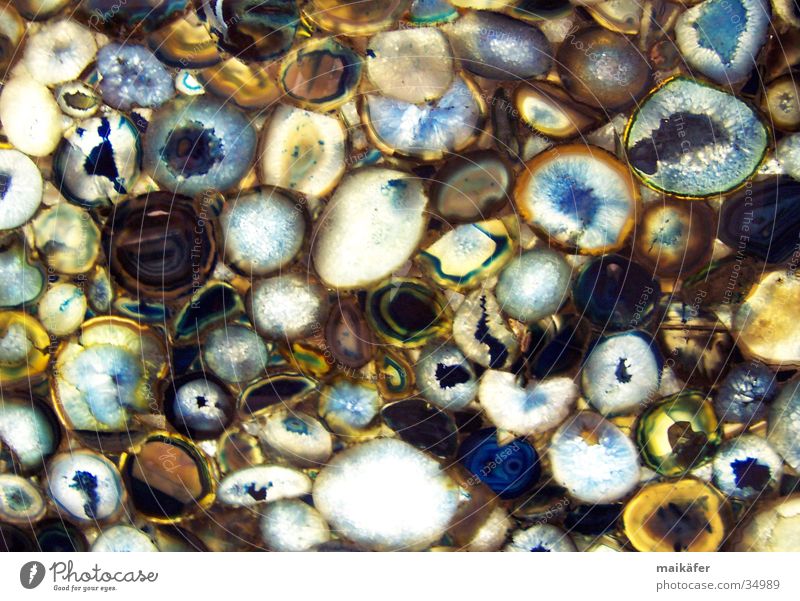 semi-precious stones wafer-thin Mixture Brown Yellow Light Stone Minerals Macro (Extreme close-up) Close-up Decoration translucent Blue Ground down Nature