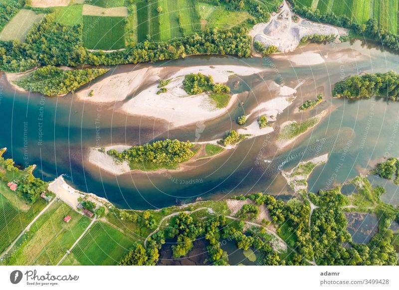 Drone view of river Drina landscape nature aerial water travel island tourism summer outdoors forest rural natural valley scenic stream spring tara sunset green