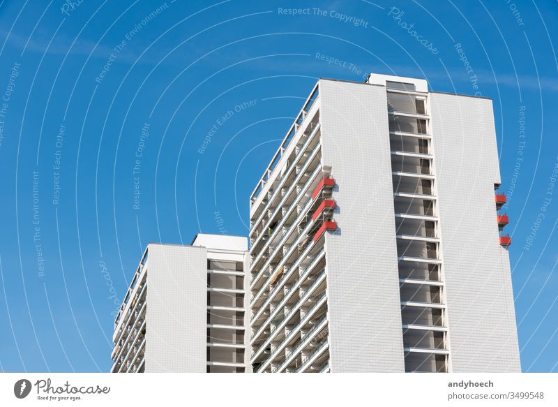 The six red balconies on the apartment building architecture balcony Berlin block blue blue sky building exterior built structure capital city cityscape