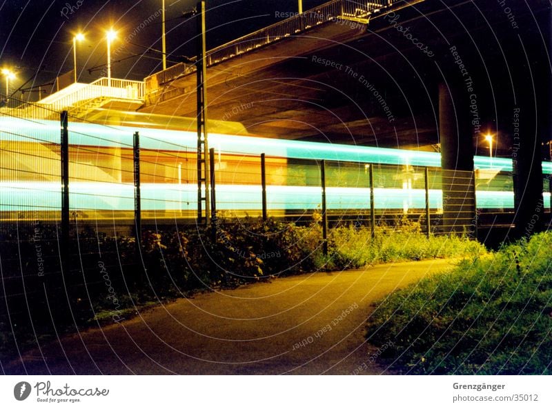 expeditious Night Long exposure Light Railroad Speed Transport doubledecker Movement