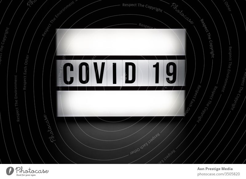 Covid-19 on white background covid covid19 coronavirus sign signage announcement e-mail flyer poster stay at home pandemic
