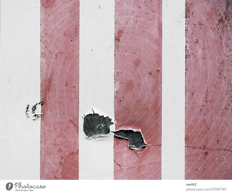 there Stripe Hollow Damage defective Colour Contrast White reddishly Black Metal Deserted Colour photo Exterior shot Broken Structures and shapes Abstract Old