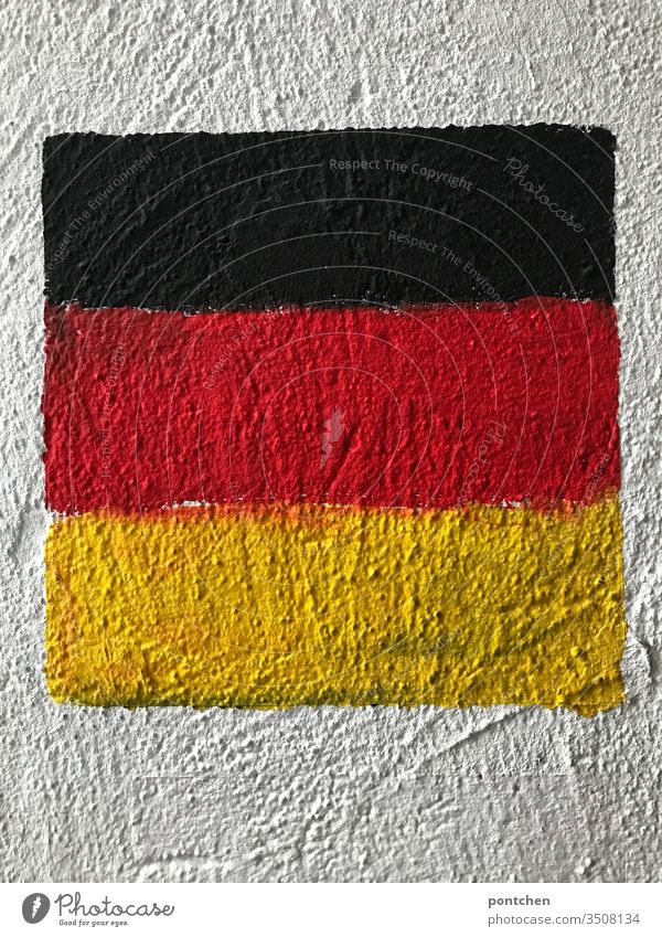 German flag painted on house wall black red gold Germany black-red-gold country flag Facade bailer Painting (action, artwork) Colour Painted national pride