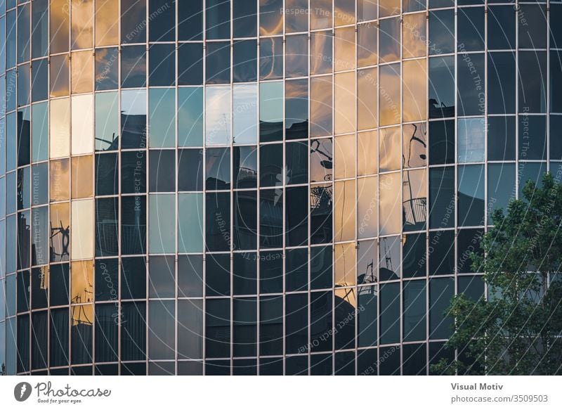 Afternoon lights reflected on the curved glass facade of an office building abstract abstract background abstract photography afternoon architectonic