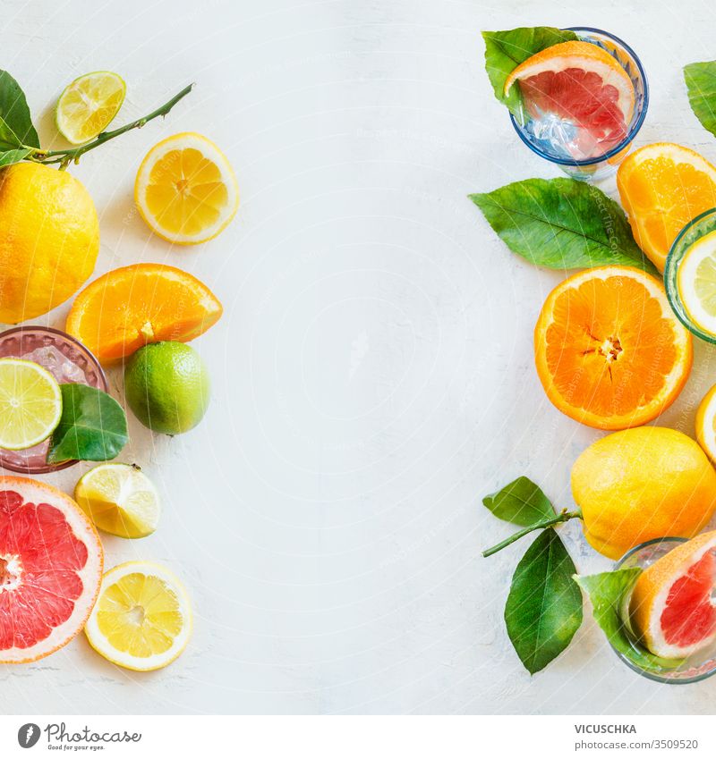 Background With Citrus-fruit Of Fresh Fruit Slices Stock Photo