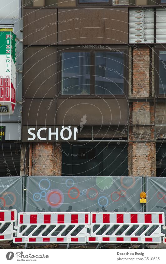 Demolition of an office building in Saarbrücken outline built Construction site Building sins Decline Facade cordon
