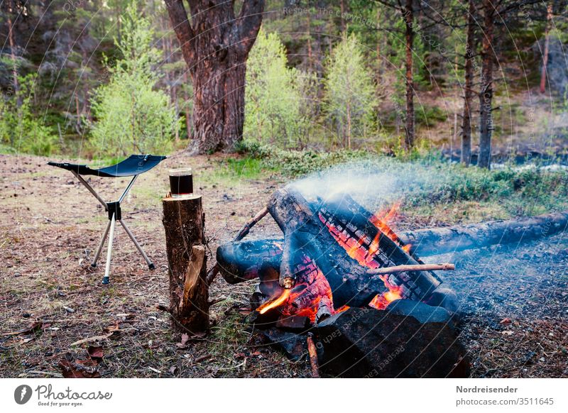 A glass of red wine always goes Red wine campfire Camping Vine Forest Wilderness Chair camping furniture wood Fire Firewood Freedom Adventure time-out