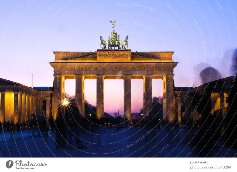 Evening mood at the big gate with carriage Tourist Attraction Landmark Brandenburg Gate Sightseeing World heritage Early classical period Long exposure