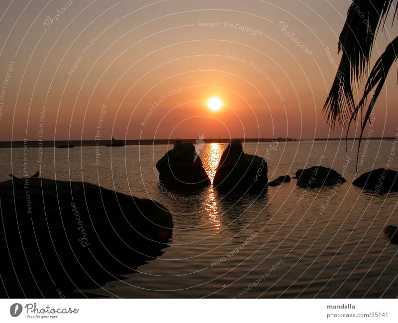 Sunset Kerala II Horizon Symmetry 2 Ocean Beach Calm Los Angeles Rock Water River Shadow Silhouette
