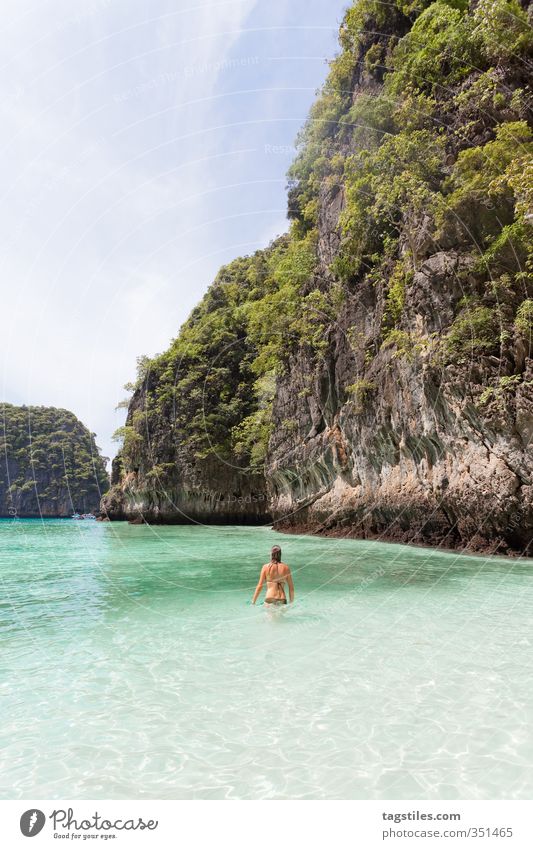 immersion Thailand Krabi Phi Phi island Ko Phi Phi Le Island Beach Woman Dive Going Swimming & Bathing Float in the water Vacation & Travel Travel photography