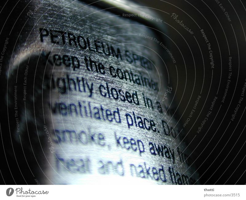 kerosene Typography Macro (Extreme close-up) Close-up Silver Characters lighter fuel