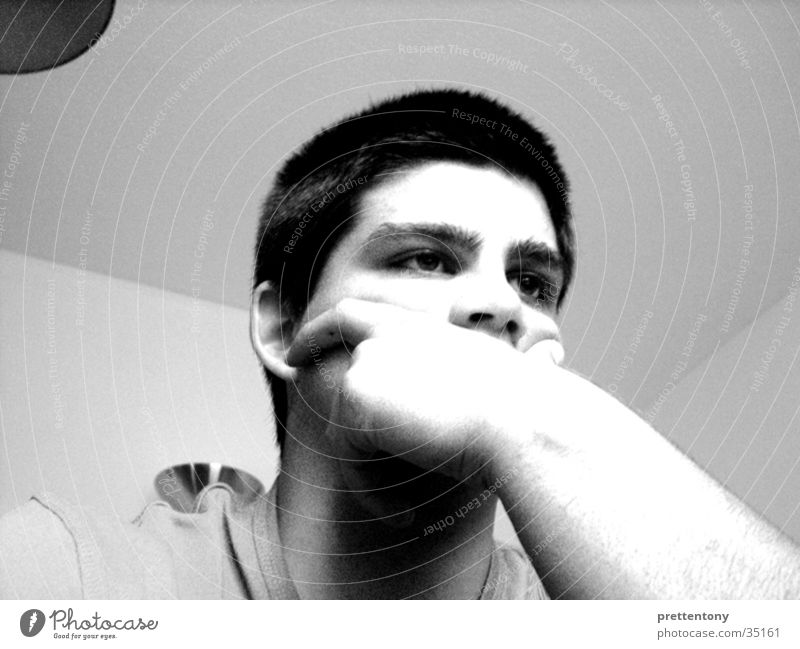prettentony |01 Man Boredom Facial expression Gray scale value Black & white photo Perspective from below
