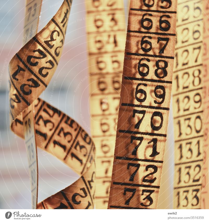 section Tape measure figures Scale Sequence Digits and numbers Deserted Close-up Colour photo Accuracy Interior shot Yellow Measure Precision Day Craft (trade)