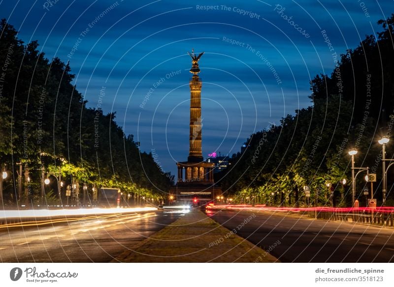 Victory column in the evening Berlin big star Tourist Attraction Capital city Monument Goldelse victory statue Victoria Berlin zoo Germany Figure Vantage point