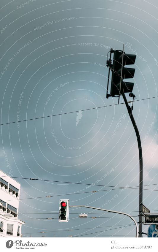 traffic light Traffic light Transport Stop Red holds Road sign Road traffic Rush hour standstill Sky built street sign Street Traffic infrastructure