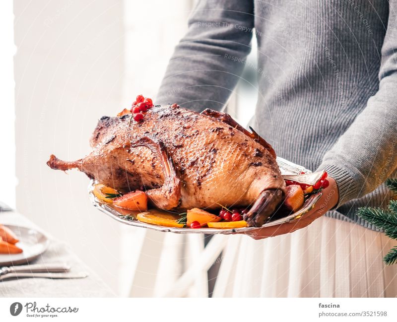 Roast Duck In Female Hands A Royalty Free Stock Photo From Photocase